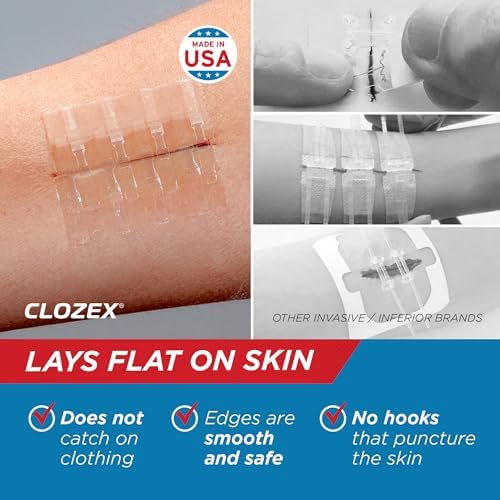 Emergency Laceration Closures - Repair Wounds Without Stitches, Skin Closure Device for 3 Individual Wounds Or Combine for Total Length of 4 1/4 Inches