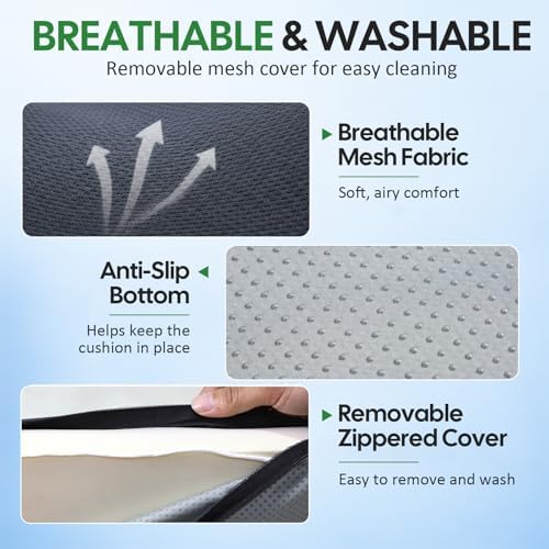 Memory Foam Seat Cushion for Office Chair & Car, Ergonomic U-Cutout