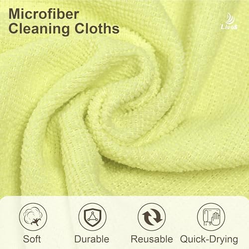 Microfiber Cleaning Cloth Roll - 80 Pack, Reusable Paper Towels Tear Away Towels, Microfiber Towels for Cars, Super Absorbent Lint Free Cleaning Rags for House, Kitchen-Beige Yellow,11.5"x11.5"
