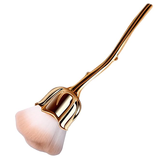 1Pc Acrylic Nail Brush Cleaner Nail Brushes for Cleaning Dust Large Powder Brush Makeup Blush Brush Dust Brush for Acrylic Nails Manicure Brush Remover Nail Art Tools (Gold-1)