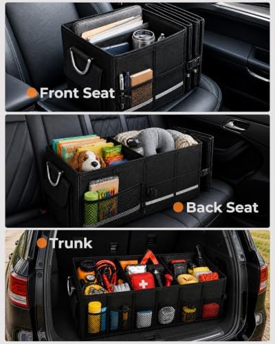 Car Trunk Organizer for SUV, 112L with Cooler Bag, Lid and Dividers