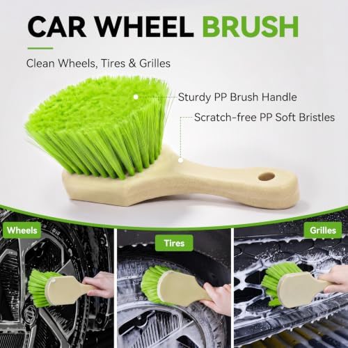62" Car Wash Brush with Long Handle, 6Pcs Car Wash Kit Exterior