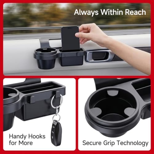 2PCS Car Hanging Storage Organizer with Phone & Cup Holder, Hook