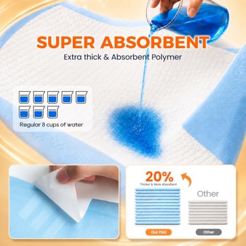 Puppy Pads 60 Count 28"x34" XL Pee Pads for Dogs with Adhesive Tabs