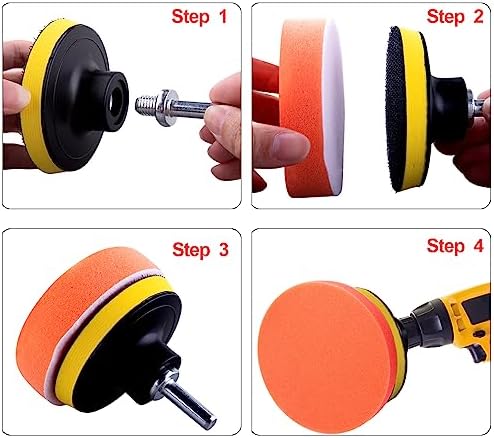 SIQUK 23 Pieces 7 Inch Buffing Pads Car Polisher Bonnets Foam Polishing Pad Kit Wax Buffer Polish Pads Car Buffer Attachment for Drill