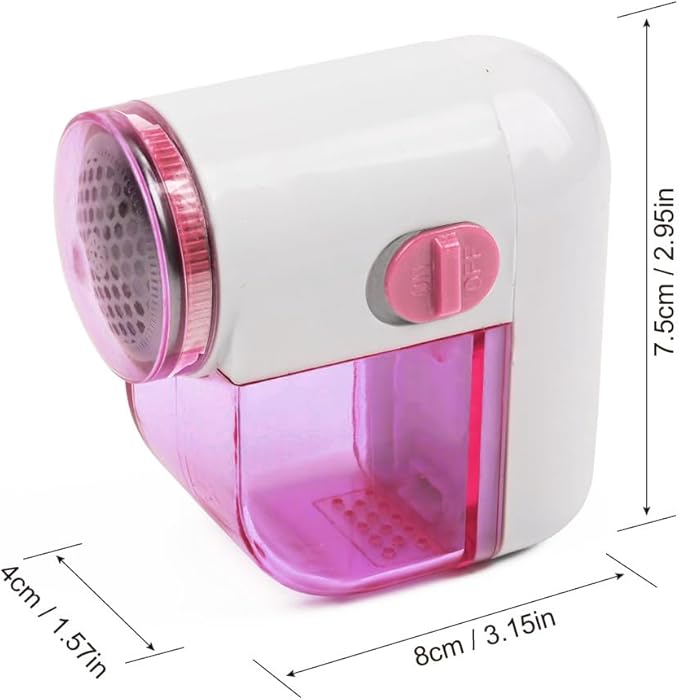 Fabric Shaver, Lint Remover for Clothes, Electric Lint Shaver with 3-Leaf Blades, Battery Operated, Remove Clothes Fuzz, Lint Balls, Pills, Pink and White