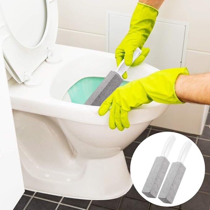 Kadden 2 Pack Pumice Stone Toilet Bowl Cleaner with Handle, Hard Water Ring Remover & Stain Scrubber for Bathroom, Pool, Sink and Tub, Ergonomic Heavy Duty Cleaning Tool