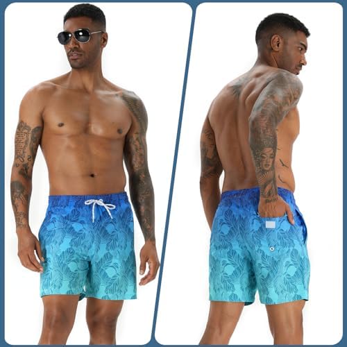 Mens Swim Trunks with Compression Liner 5.5" Inseam Shorts Bathing Suit Quick Dry Swimsuit