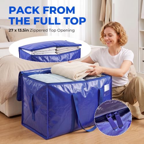 6 Pack Heavy Duty Moving Bags, Extra Large with Handles, Royal Blue