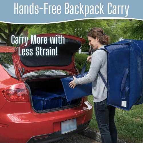 10 Pack Heavy Duty Moving Bags with Backpack Straps, Zippers & Handles, Extra Large Packing Bags for College Dorm Essentials, Moving Supplies Alternative to Cardboard Moving Boxes