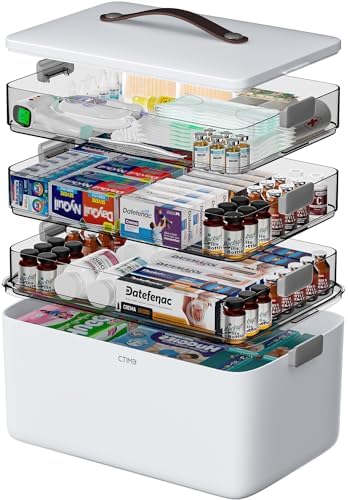 4-Tier Medicine Organizer - Portable Medicine Cabinet with Handle