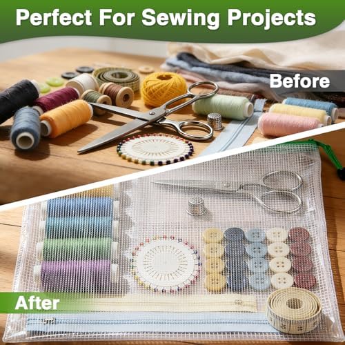 24 Pack A3 Mesh Zipper Bags, 16.9x12.4 12 Colors Storage Pouches