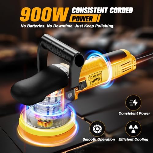 Car Buffer Polisher Kit, 5Inch 900W Corded Polisher with 6 Speeds