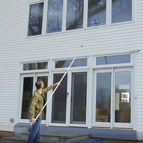 Unger Professional 2-in-1 Squeegee and Scrubber, 14” Window Cleaning Tool with Streak-Free Results, Commercial and Residential Use, Microfiber Sleeve to Clean without Scratching