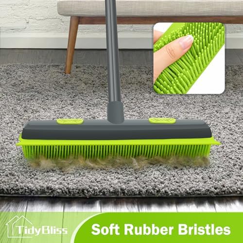 Pet Hair Removal Rubber Broom with Silicone Squeegee (Green)
