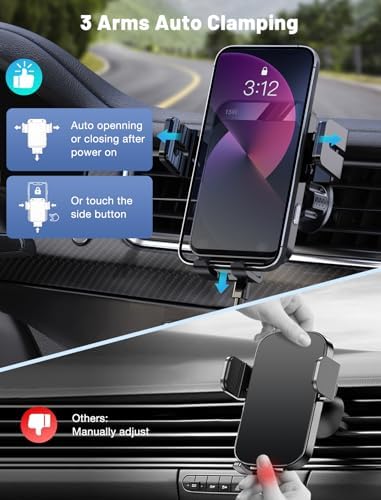 Wireless Car Charger Auto-Clamping Air Vent Car Mount 15W Fast Charging