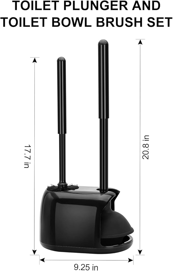 SetSail Toilet Brush and Plunger Set, 2 Packs Semi-Hidden Toilet Plungers Heavy Duty Toilet Bowl Brush and Holder for Bathroom Toilet Plunger and Brush Set for Deeply Cleaning 2 Packs - Black