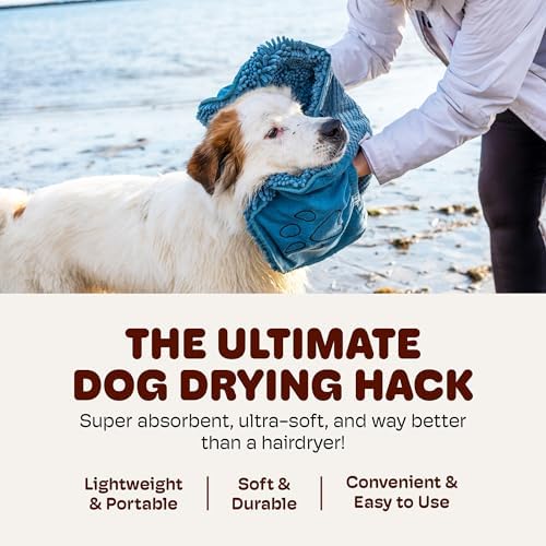 Dog Gone Smart The Dirty Dog Shammy Bath Towel - Pacific Blue, 31×13 in