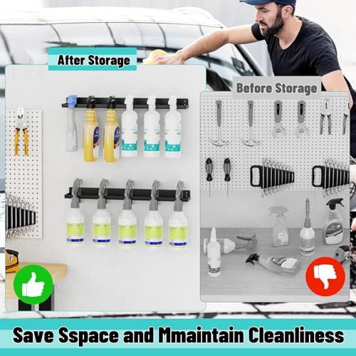 2Pcs Metal Spray Bottle Holder Wall Mount Car Detailing Garage Storage Rack