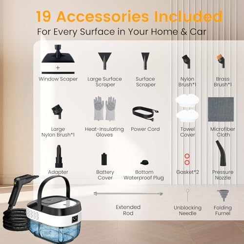 Steam Cleaner, 1600ML Handheld Steamer for Home Car Cleaning