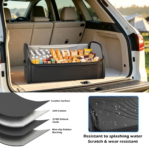 Car Trunk Organizer with Lid Capacity Collapsible Bag Black, Large