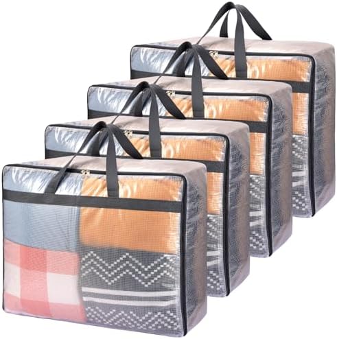 Storage Bags 4 Pack 75L XL Mesh Clear for Blankets Clothes Comforter