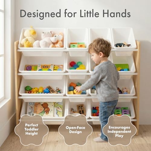 Kids Toy Organizer with 16 Bins, 4 Tier Storage for Playroom
