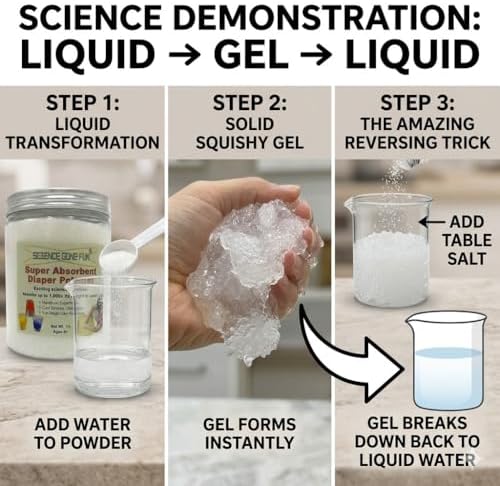 1 Pound Super Absorbent Diaper Polymer_Science Educational Products - Sodium Polyacrylate for Science Experiments, Magic Tricks, Sensory Bins, and DIY Cooling Packs