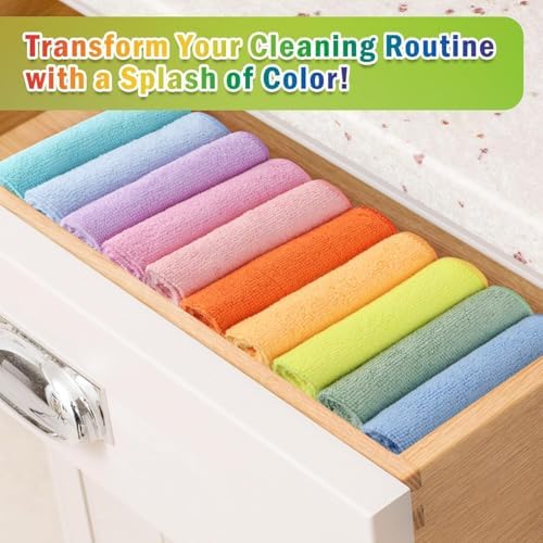 Microfiber Cleaning Cloth, 100PK, Cleaning Rags, 11.5"×11.5"