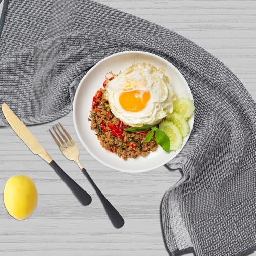 380 GSM Cotton Premium Kitchen Towels 6 Pack, 18"x 28", Grey