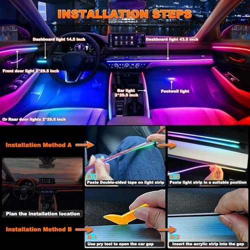 Interior Car LED Strip Lights, Car Ambient Lighting App Control