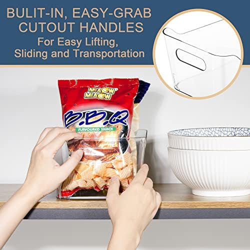 12 Pack Plastic Storage Bins, Multi-Use Organizer Bins, Pantry Organizer, Clear Storage Containers for Home, Kitchen, Office, Cabinet, Shelf and Fridge Organization