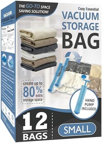 Vacuum Storage Bags with Hand Pump, Vacuum Seal Space Saver Bags,12 Small