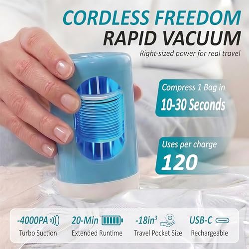 Travel Vacuum Storage Bags with Rechargeable Cordless USB Pump, 26 Combo