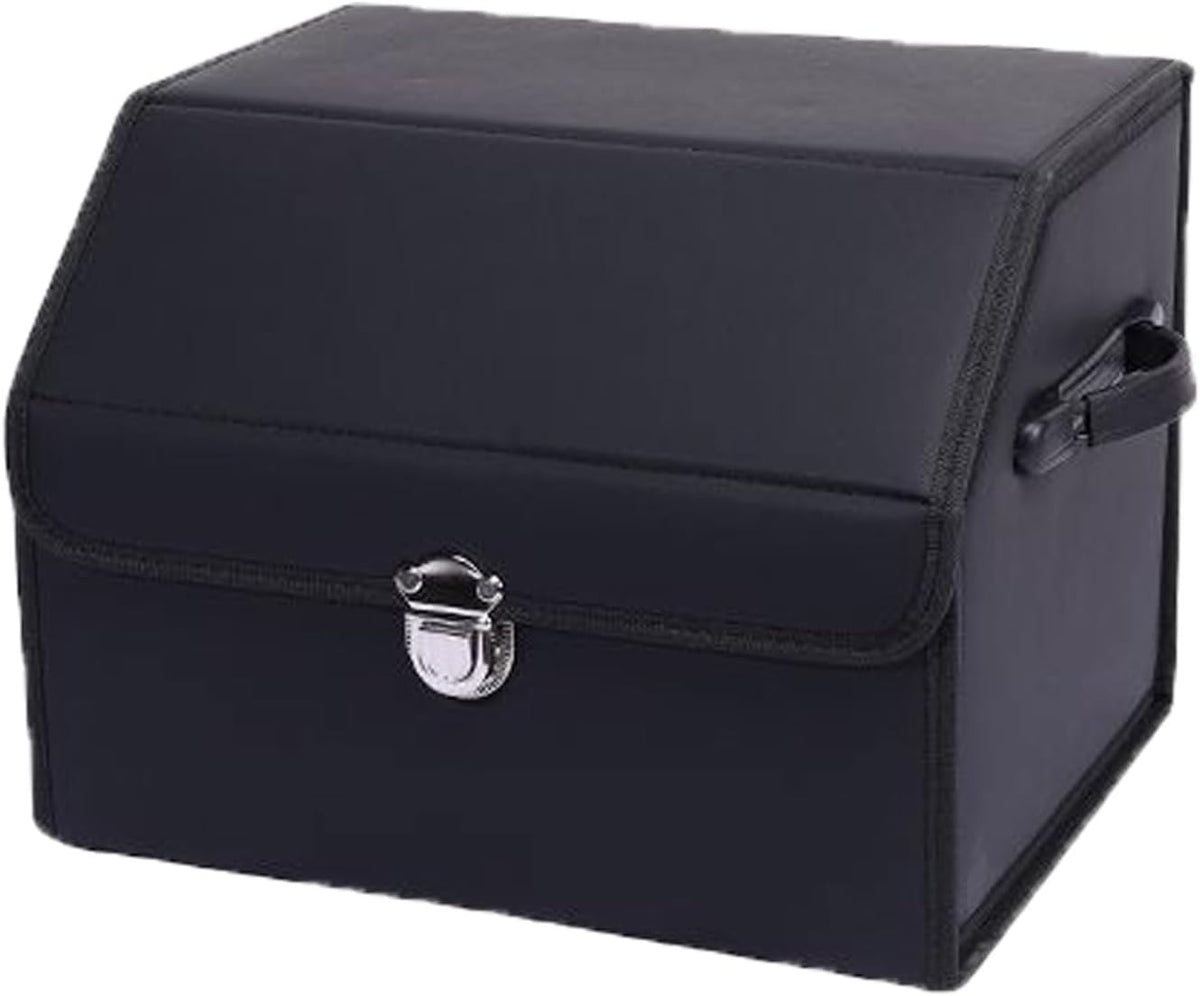 Car Trunk Organizer Leather Storage Box with Lid for Trunk SUV Sedan