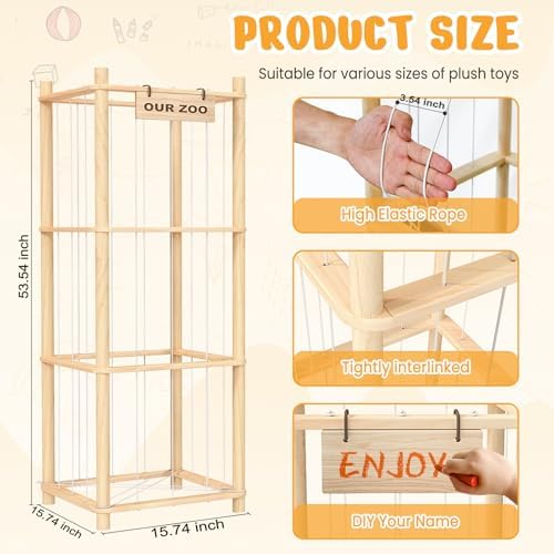 Stuffed Animal Storage & Organizer, Wooden Toy Holder Zoo for Kids