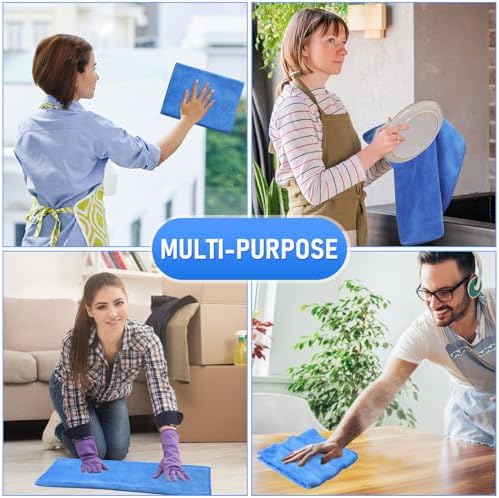 6 Pcs Extra Large Microfiber Cleaning Cloth, Blue
