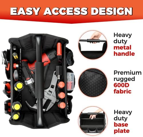 Detailing Caddy Organizer with Handle - Storage, Cars, & Cleaning Caddy for Supplies, Tools, & Home Improvement - Heavy Duty Car Detailing Supplies With Multi-Pockets & Collapsible Tote Design