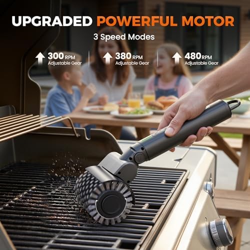 Electric Grill Brush, High Torque Rechargeable BBQ Grill Griddle Cleaner