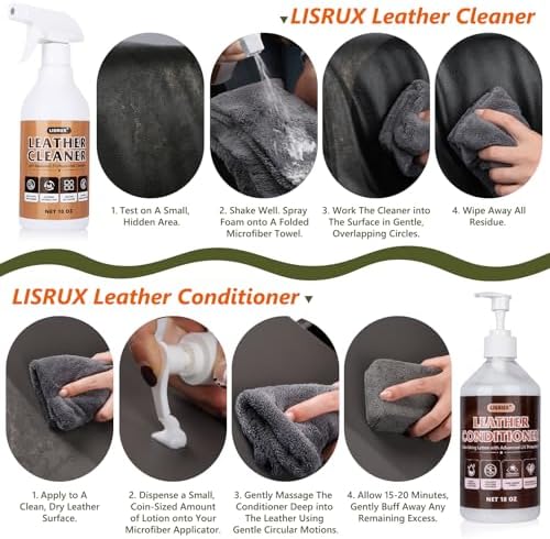 Leather Cleaner and Conditioner Kit for Cars & Home, 2 X 18 Oz, pH‑Balanced