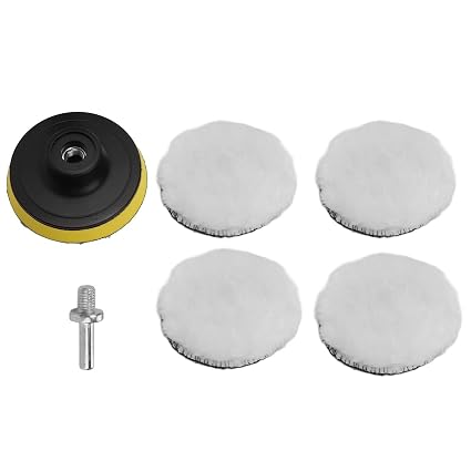 Wool Polishing Pad Kit, 6pcs 3in Imitation Car Buffer Pad Wool Buffing Pads with Drill Adapter for Car Buffer Polisher