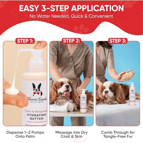 Hydrating Butter Leave in Pet Conditioner for Dogs | Lotion for Skin and Coat | Aloe Puppy & Dog Conditioner for Hair Detangler, Dry Skin, & Pet Fur Dandruff | Made in USA | Guava 8oz