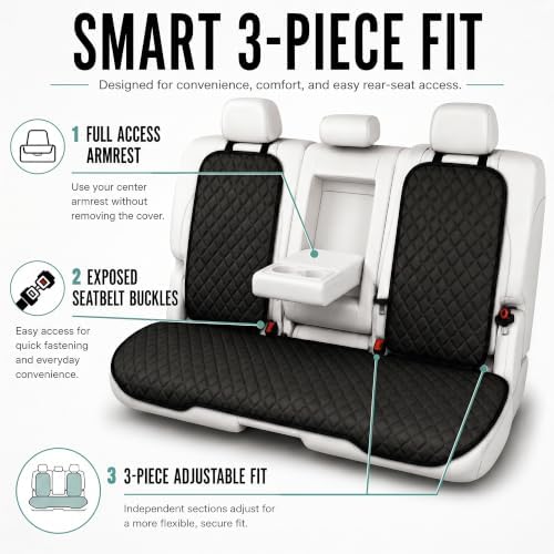 Car Seat Cushion Neosupreme Automotive Seat Cushions - Universal Fit, Rear Car Seat Cushion, Car Seat Cushions With Non-slip Silicone Backing for SUV, Sedan, Van Rear Set Black