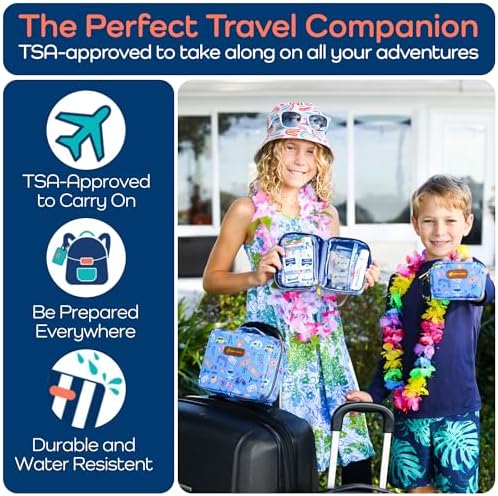 KeepGoing Travel First Aid Kit Kids, 60 Pc Mini First Aid Kit, TSA-Approved
