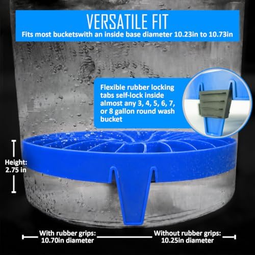 Dirt Lock Car Wash Insert, Blue | Bucket Filter for 3–8 Gallon Round Pails, Traps Debris, Prevents Swirl Marks, Self-Locking Rubber Grips, Venturi Flow