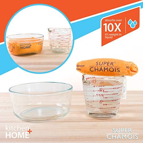 Super Chamois - Extra Large 20" X 27" Super Absorbent Cleaning Cloth - 6 Pack Orange Shammy - Holds 10x It's Weight in Liquid