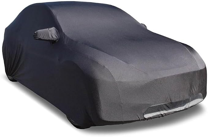 Custom Indoor Stretch Car Cover Compatible with 2020-2026 Tesla Model Y, Black, Includes Storage Bag - Soft Satin, Breat