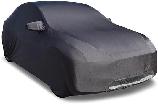 Custom Indoor Stretch Car Cover Compatible with 2020-2026 Tesla Model Y, Black, Includes Storage Bag - Soft Satin, Breat