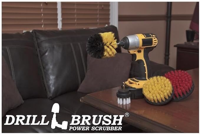 Drillbrush Drill Brush Attachment Set – Power Scrubber Brush for Tub, Tile, Shower, and Grout – All-Purpose Household Cleaning Brushes for Drill, Auto Detailing Brushes - Electric Grout Cleaner Kit
