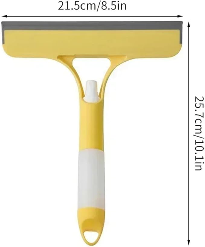 3 in 1 Window Cleaning Squeegee, Professional Multi-Function Window Squeegee with Sprayer for Shower Glass, Tile, Mirror Cleaning,Easy to Clean Cleaner Tool for Indoor Outdoor High Windows (Yellow)